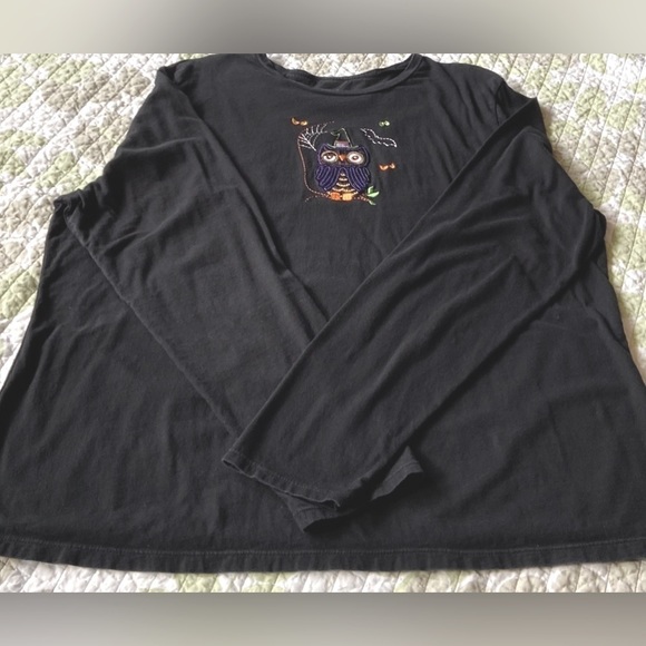 LONG Sleeve 🦉Shirt Sz-3XL Super Cute- Oct./Fall/Halloween-Embroidered & Sequins - Picture 17 of 17